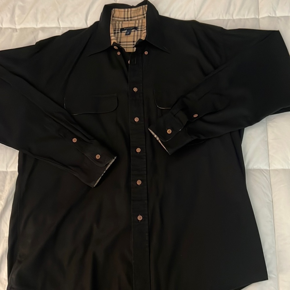 Men's Burberry black cotton shirt size L